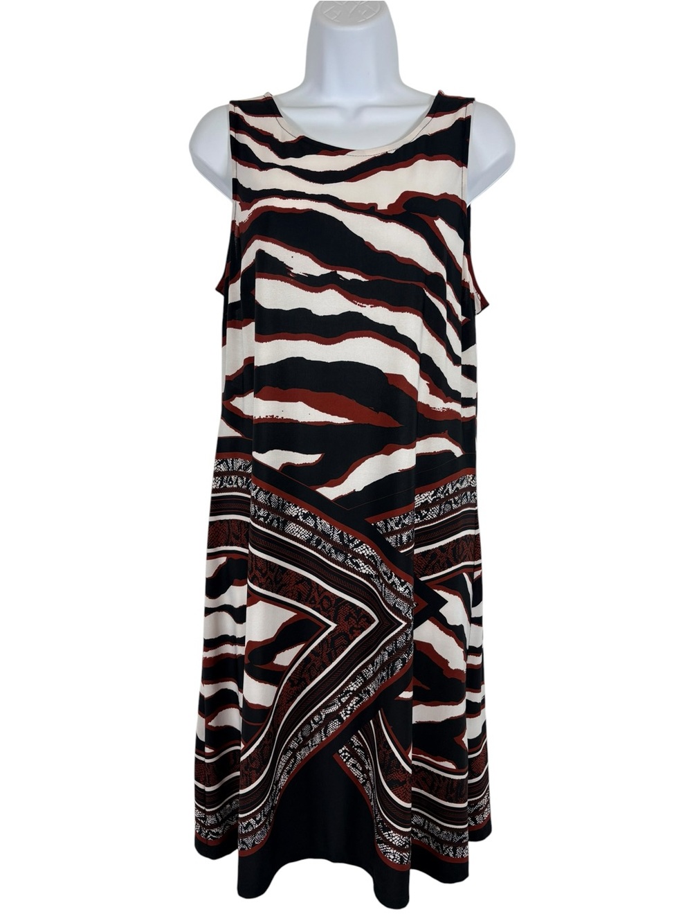 MSK Sleeveless A-Line Dress Zebra Print Border Mini Dress SzM